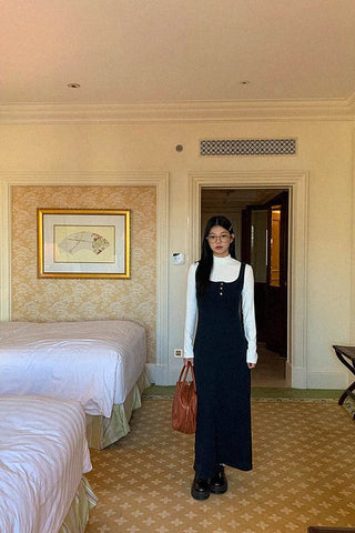 high collar tops / suspender dress