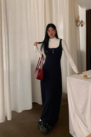 high collar tops / suspender dress