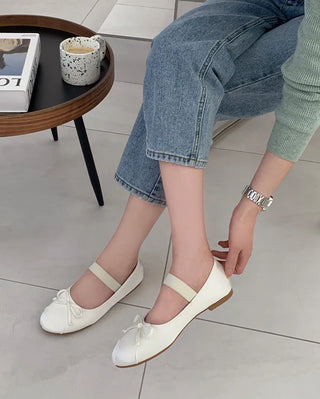 (4 colors) Shirred Satin Flat Shoes