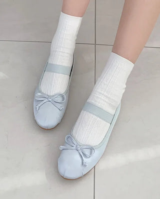 (4 colors) Shirred Satin Flat Shoes