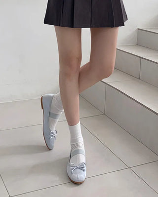 (4 colors) Shirred Satin Flat Shoes