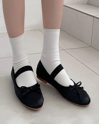 (4 colors) Shirred Satin Flat Shoes