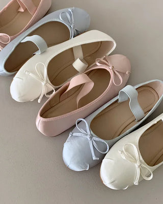 (4 colors) Shirred Satin Flat Shoes