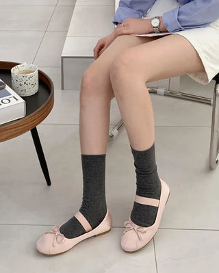 (4 colors) Shirred Satin Flat Shoes