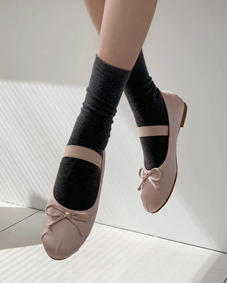 (4 colors) Shirred Satin Flat Shoes