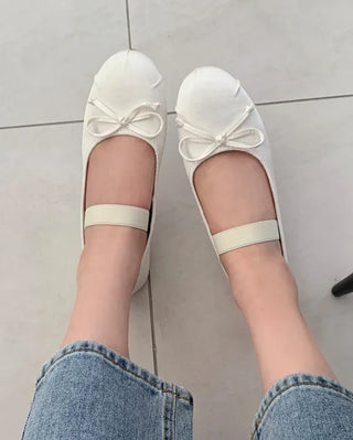 (4 colors) Shirred Satin Flat Shoes
