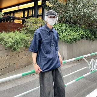 String denim shirt