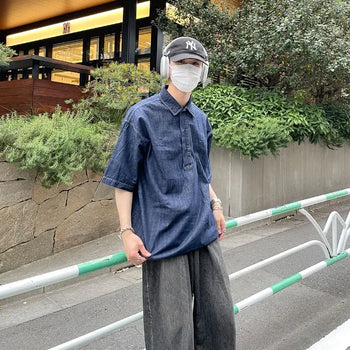 String denim shirt