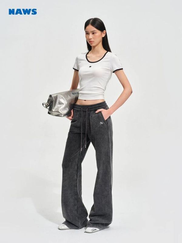 [NOTAWEAR] Contrast Trim Ribbed Slim Fit  Tee