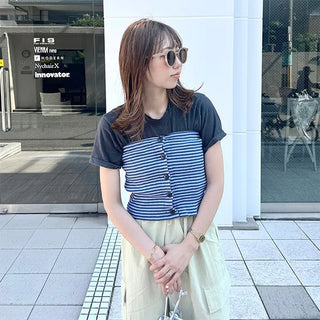 Button-up striped bustier