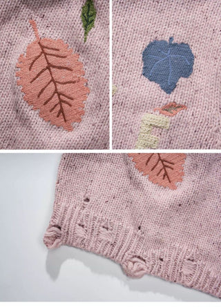 [Monterest] Distressed Crewneck Embroidered Sweater