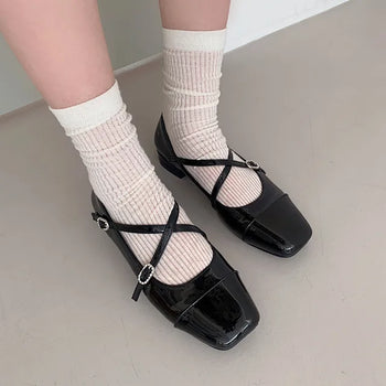 Mary Jane Cubic Silver Flat Shoes (1 color)