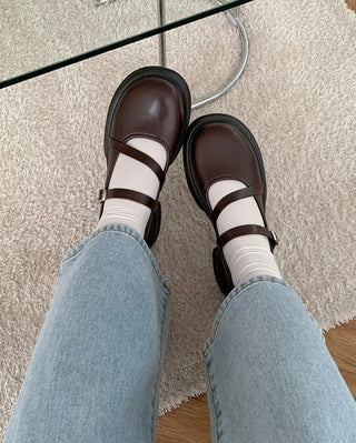 0478 Mary Jane Platform Loafers (2 colors)