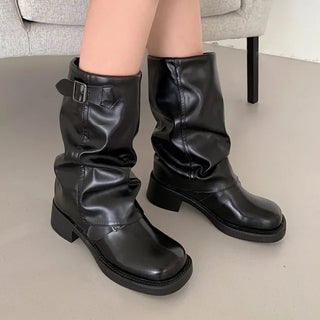 0488 Buckle Half Warmer Boots (2 colors)