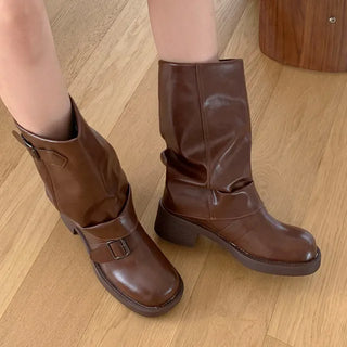 0488 Buckle Half Warmer Boots (2 colors)