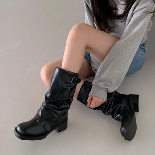 0488 Buckle Half Warmer Boots (2 colors)