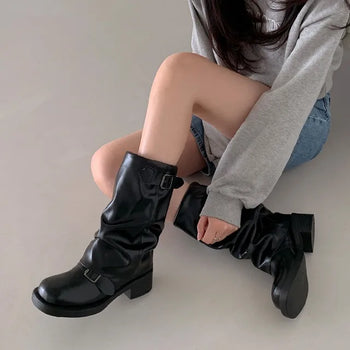 0488 Buckle Half Warmer Boots (2 colors)
