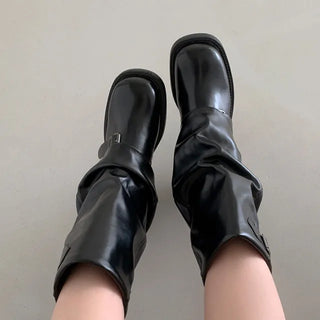 0488 Buckle Half Warmer Boots (2 colors)