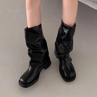 0488 Buckle Half Warmer Boots (2 colors)