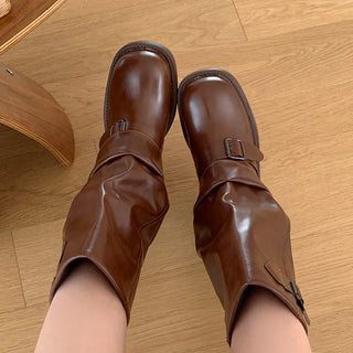 0488 Buckle Half Warmer Boots (2 colors)