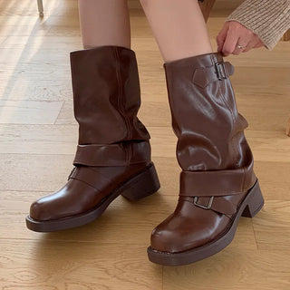 0488 Buckle Half Warmer Boots (2 colors)