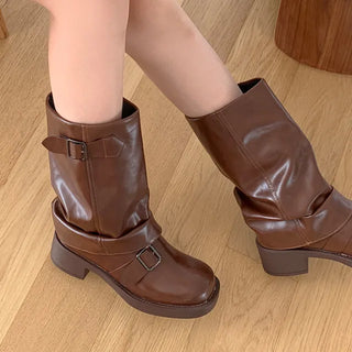 0488 Buckle Half Warmer Boots (2 colors)