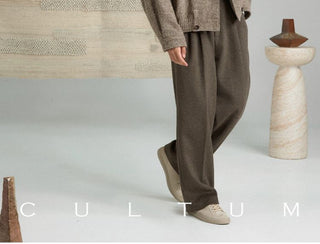 [CULTUM] Wool Blend High-Waist Tapered Trousers