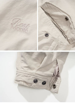 [Monterest] Washed Cotton Work Jacket with Leather Collar