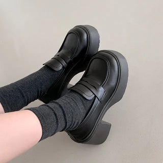 0493 Platform Loafers with Heels (2 colors)