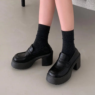 0493 Platform Loafers with Heels (2 colors)