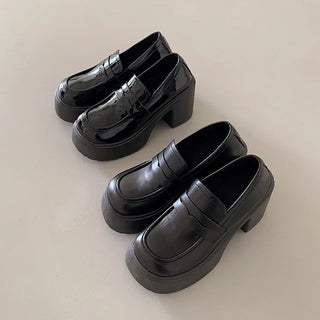 0493 Platform Loafers with Heels (2 colors)
