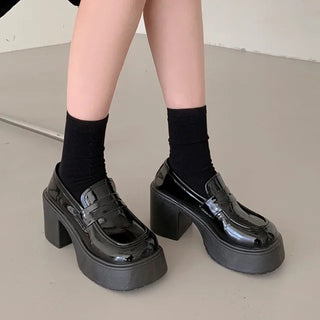 0493 Platform Loafers with Heels (2 colors)