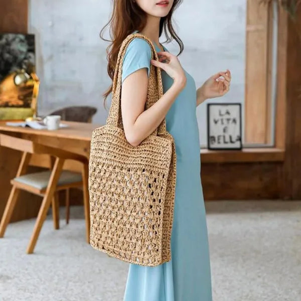 Rattan Basic Knit Mesh Summer Shoulder Bag