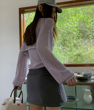 Camisole Long-Sleeved Knit Blouse