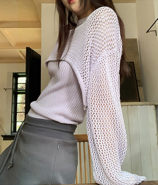 Camisole Long-Sleeved Knit Blouse