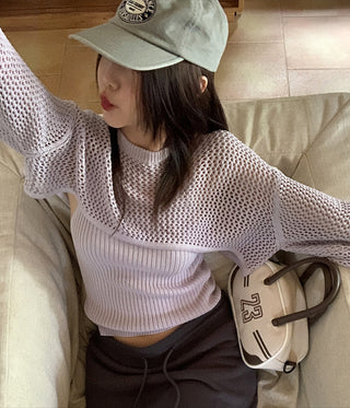 Camisole Long-Sleeved Knit Blouse