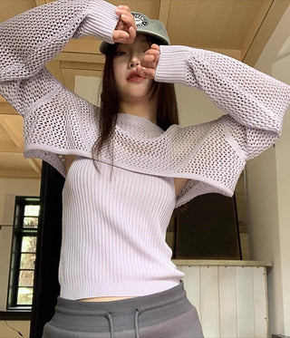 Camisole Long-Sleeved Knit Blouse