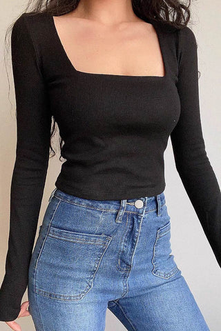 square neck slim fit top