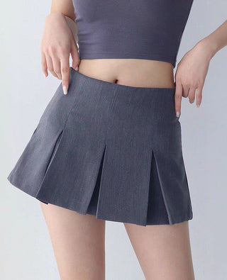 high-waist retro pleated slim skirt