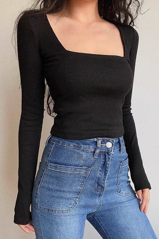 square neck slim fit top