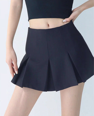 high-waist retro pleated slim skirt