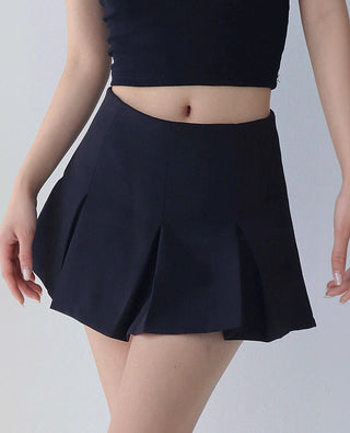 high-waist retro pleated slim skirt