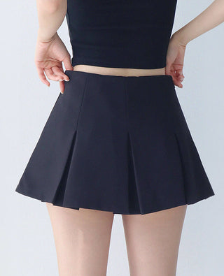 high-waist retro pleated slim skirt
