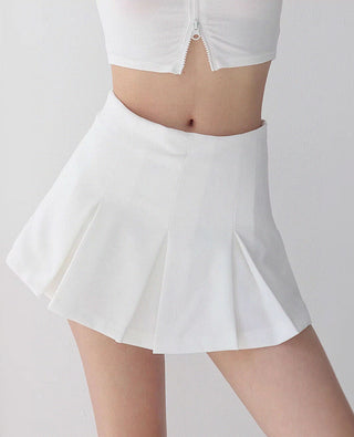 high-waist retro pleated slim skirt