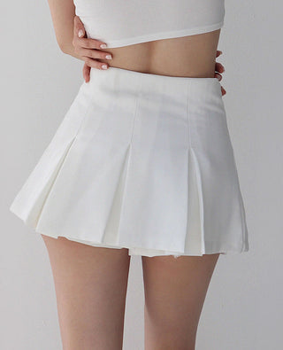 high-waist retro pleated slim skirt