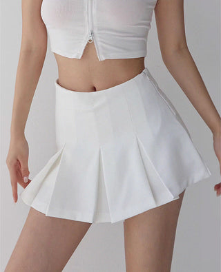 high-waist retro pleated slim skirt