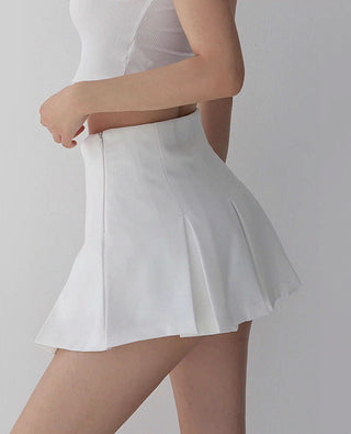 high-waist retro pleated slim skirt