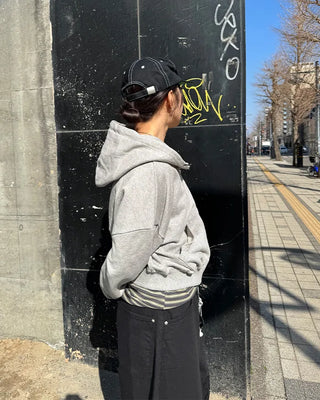 Cropped double-zip hoodie