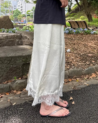 Lace satin maxi skirt