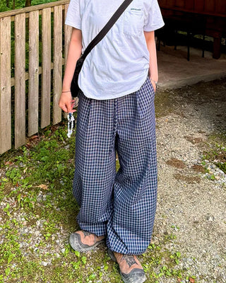 Pintuck Check Banding Pants